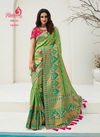 Green Latest  Collection Designer Fancy Wedding Wear Banarsi Silk Heavy Printed Sarees Collection 10101
